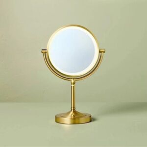 Hearth & Hand Rechargeable 3x Magnification Gold LED Lights Vanity Mirror Brass